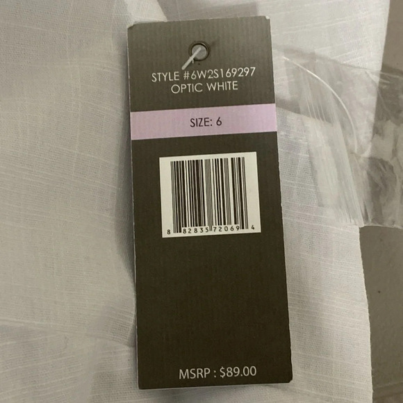 Sharagano NEW Optic White Preppy Coastal Tie Waist Button Front Midi Dress Sz. 6 - Picture 10 of 13